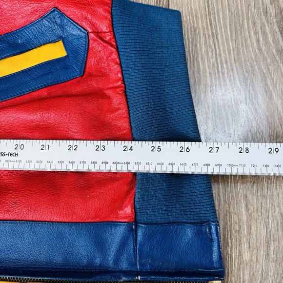 Vintage Cirque du Soleil Color Block Leather Coat Jacket Circa 1993 Size Large - Picture 8 of 16